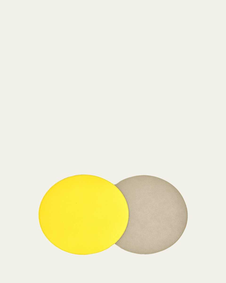 Faux Textured Leather Round Reversible Placemat